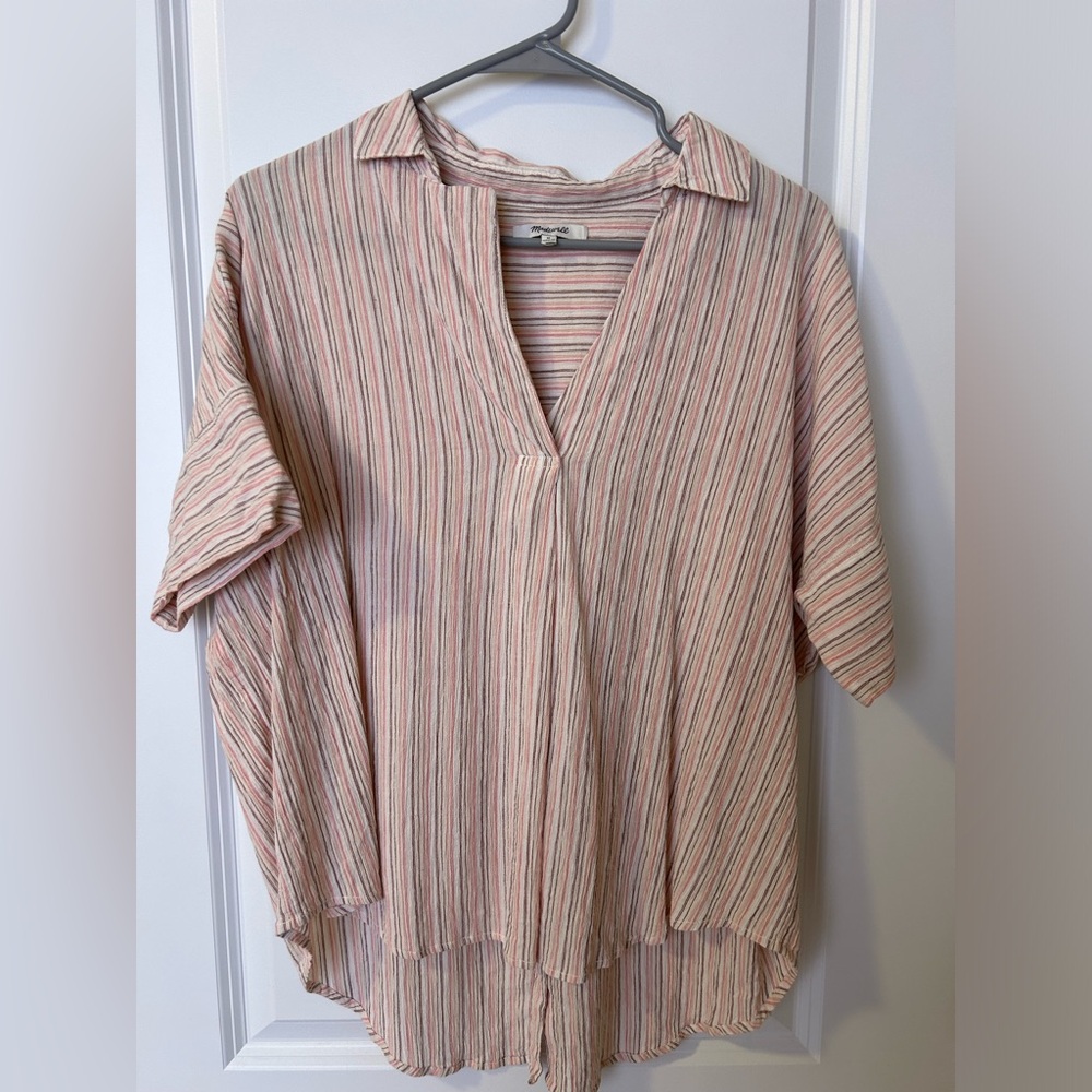 Madewell pink stripe blouse